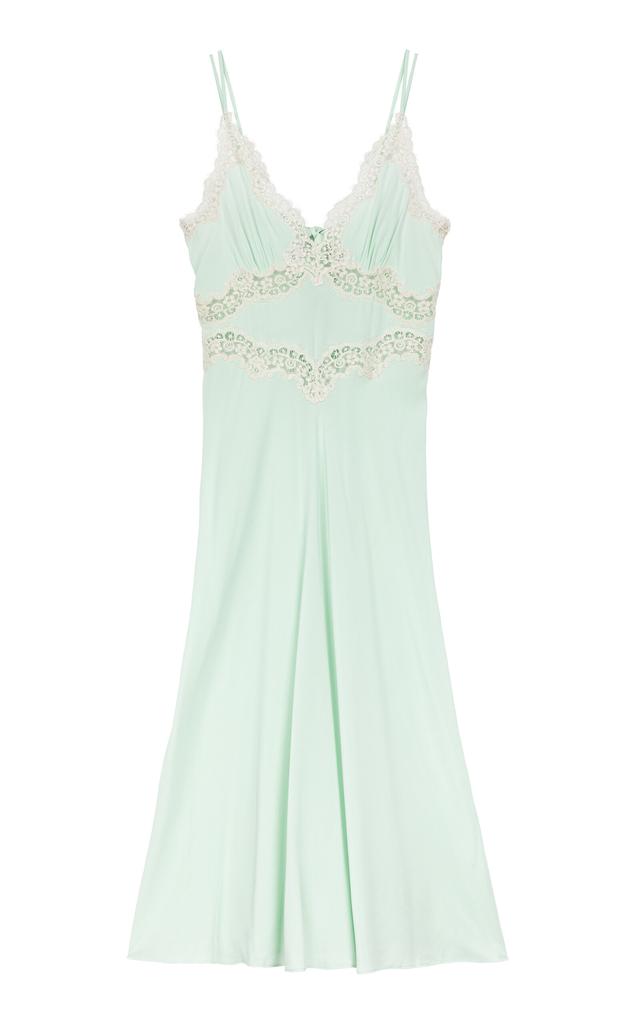 DÔEN DÔEN - Venus Lace-Trimmed Silk Midi Dress - Floral - S - Moda Operandi