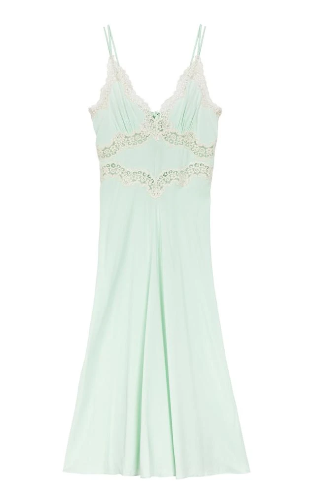 DÔEN DÔEN - Venus Lace-Trimmed Silk Midi Dress - Floral - S - Moda Operandi 1