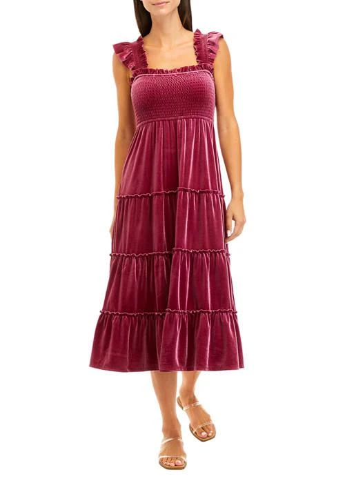 Crown & Ivy™ Ivy Womens Velvet Smocked Dress 1