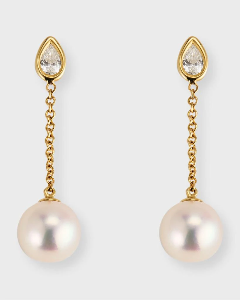Mizuki 14k Gold Single-Pearl Drop Earrings with Diamonds 1