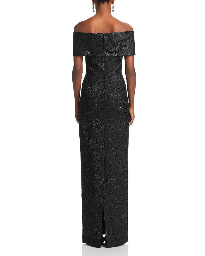 Teri Jon Metallic Off-the-Shoulder Jacquard Gown 4