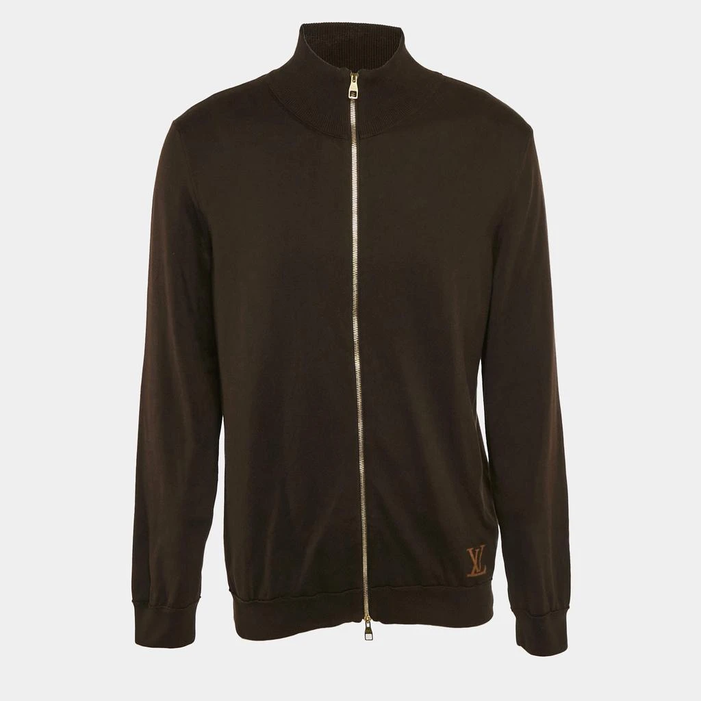 Louis Vuitton Louis Vuitton Brown Cotton Knit Zip-Up Jacket XL 1