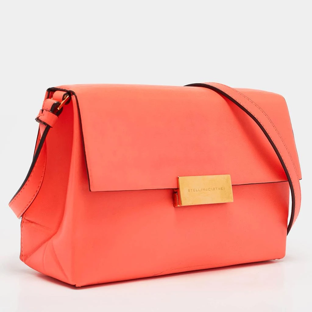 Stella McCartney Stella McCartney Neon Orange Faux Leather Metal Flap Crossbody Bag 3