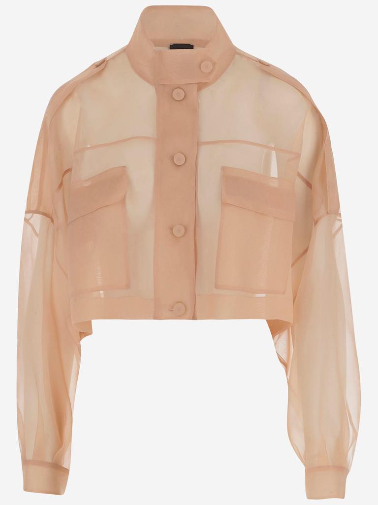 PINKO Sheer Silk Organza Cropped Jacket