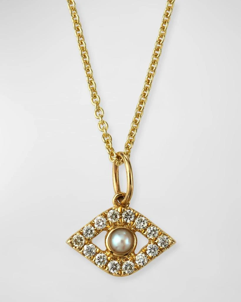 Sydney Evan 14k Diamond Evil Eye and Pearl Necklace 1