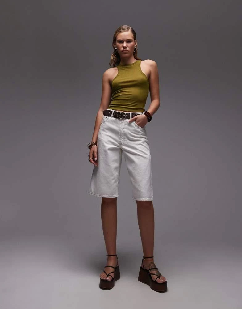 ASOS ASOS DESIGN textured rib tank in olive 4