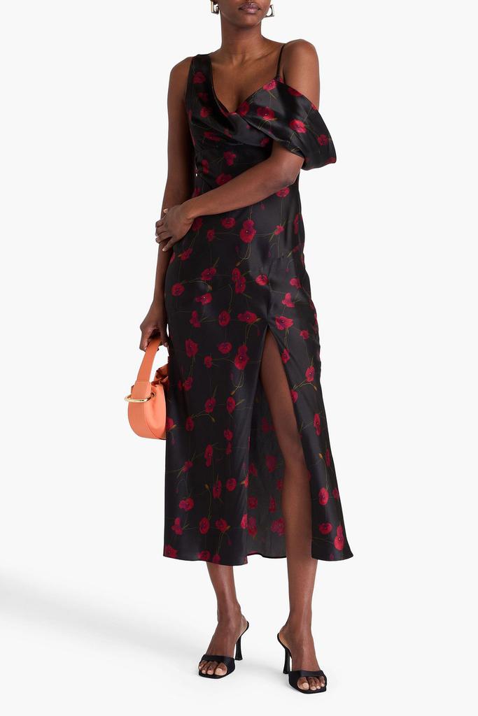 NICHOLAS Off-the-shoulder floral-print silk-blend satin midi dress
