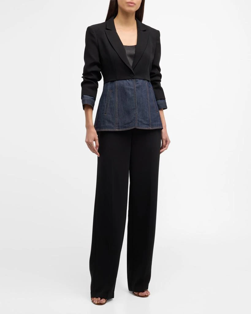 Cinq a Sept Dionne Mixed Media 3/4-Sleeve Blazer 3