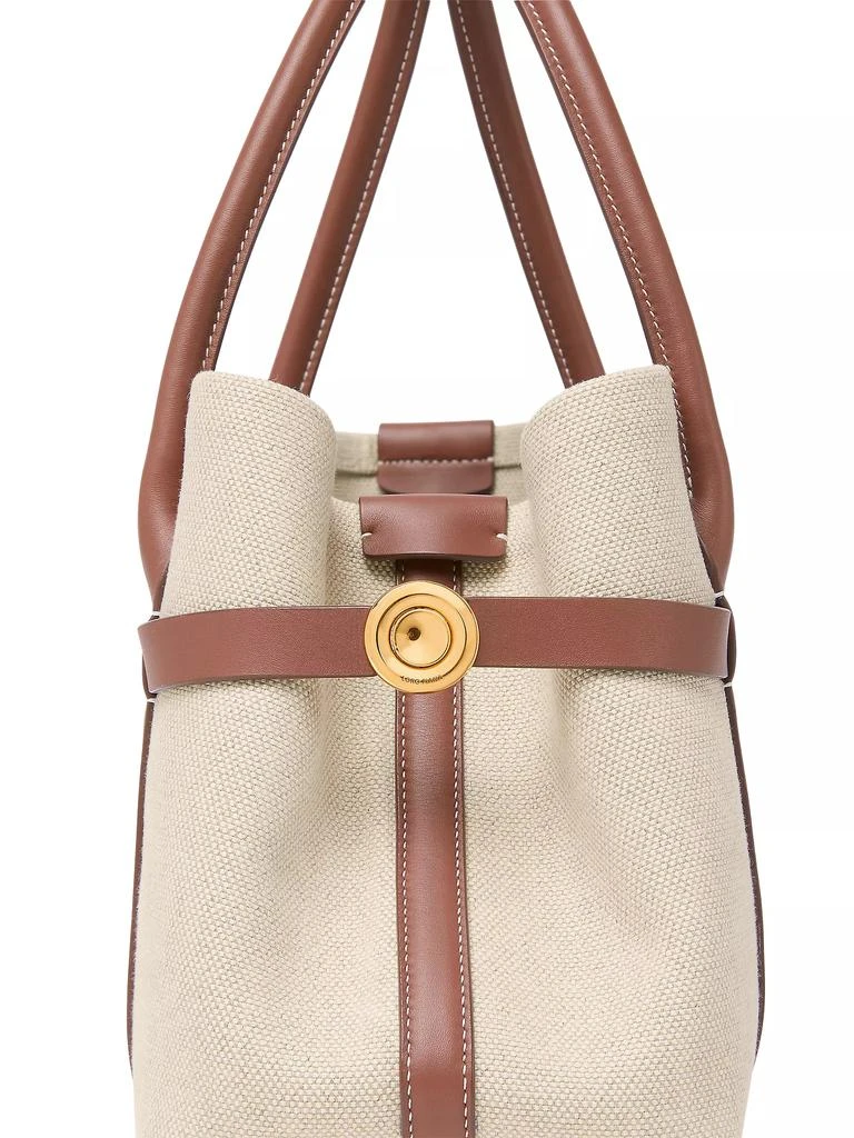 Loro Piana Small Ghiera Canvas &amp; Leather Shopper Tote Bag 6