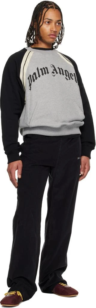 Palm Angels Gray Curved Logo Track Crew Sweatshirt 4