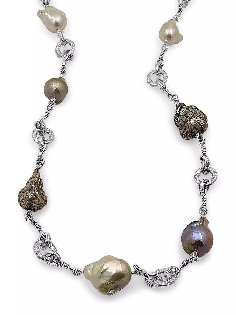 Stephen Dweck Pearlicious Sterling Silver & Baroque Pearl Toggle Necklace