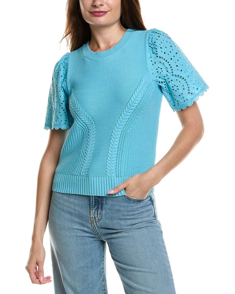 Design History Eyelet Sleeve Sweater