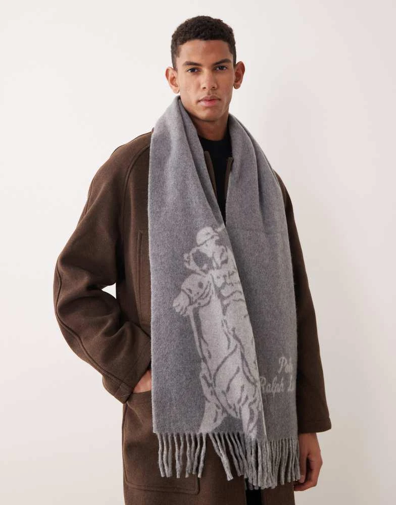 Ralph Lauren Polo Ralph Lauren large icon logo scarf in grey 3