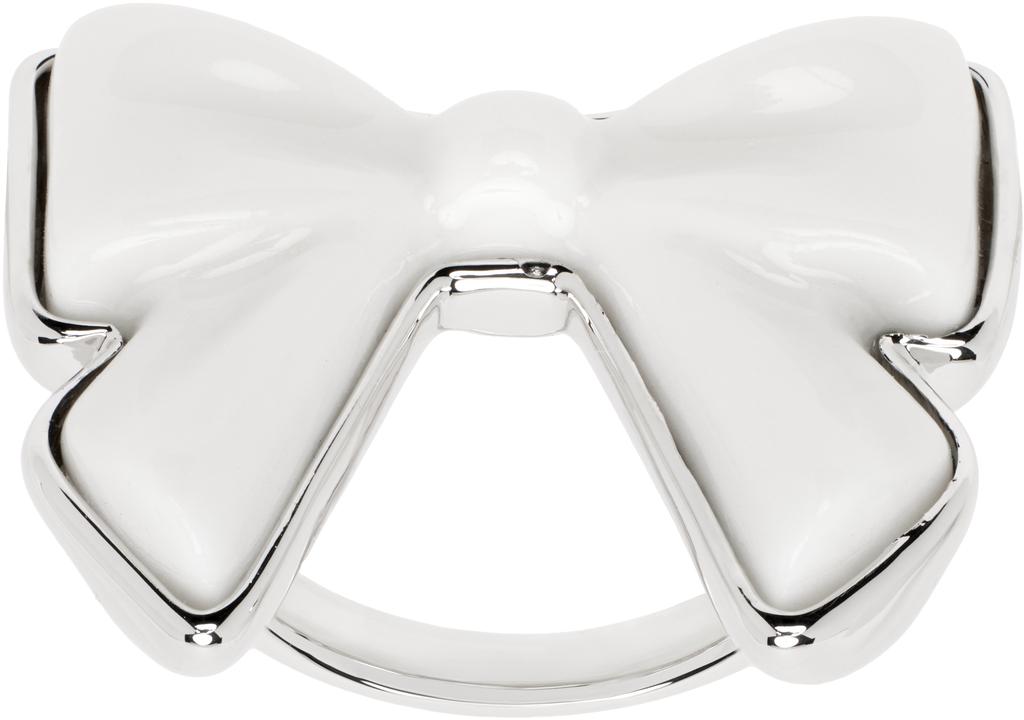Shushu/Tong Silver & White YVMIN Edition Ceramics Bowknot Ring