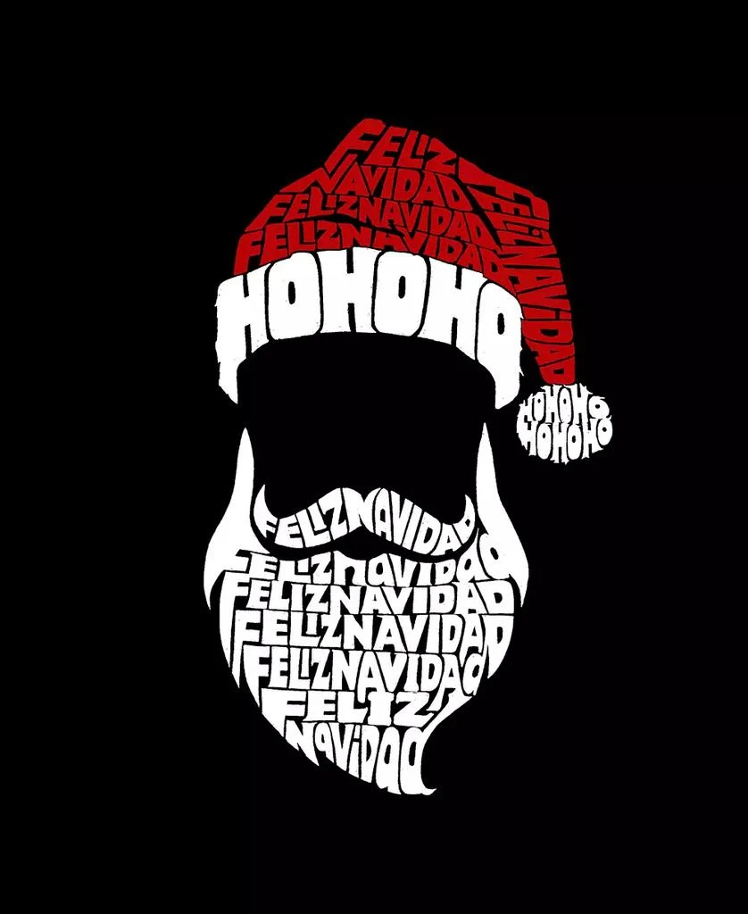 LA Pop Art Women's Feliz Navidad Santa Claus Word Art Crew Neck T-Shirt 3