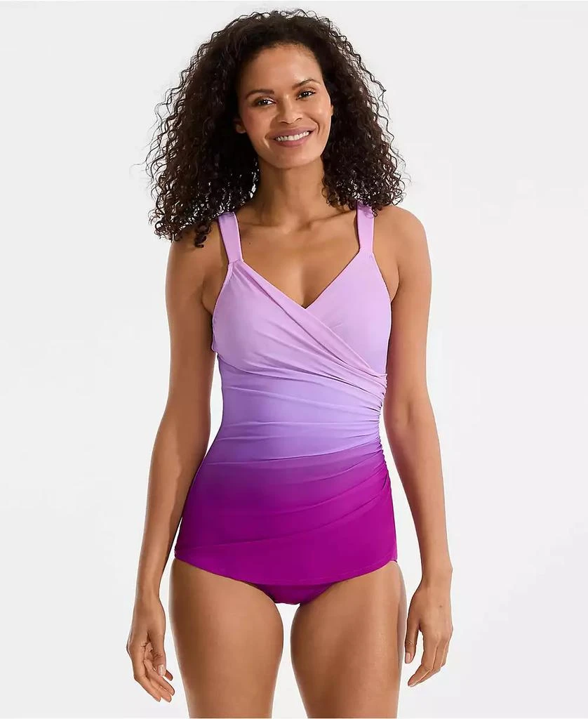 Lands
 End Women
s SlenderSuit V-Neck Skirted Low Leg One Piece