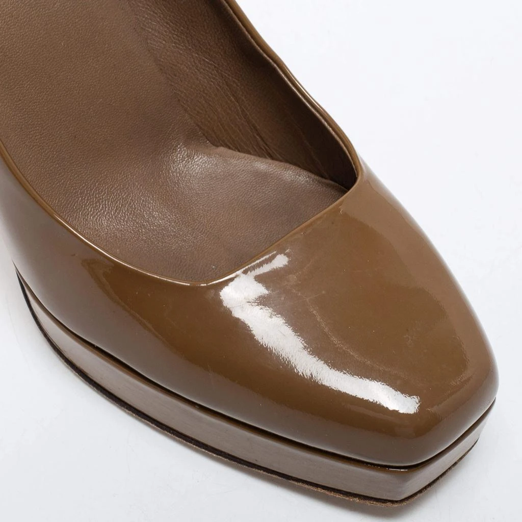 Gucci Gucci Olive Green  Patent Leather Tile Square Toe Platform Pumps Size 39 7