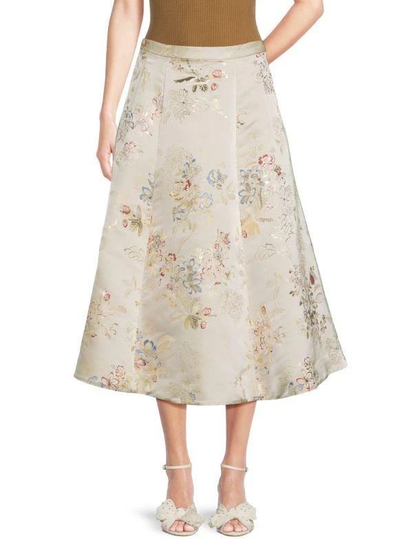 ADAM LIPPES Eloise Floral Silk Blend Midi Skirt 1