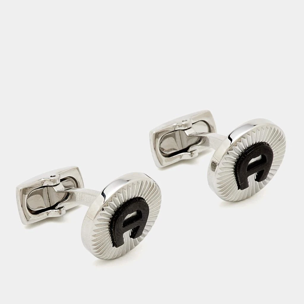Aigner Aigner Logo Ceramic Silver Tone Cufflinks