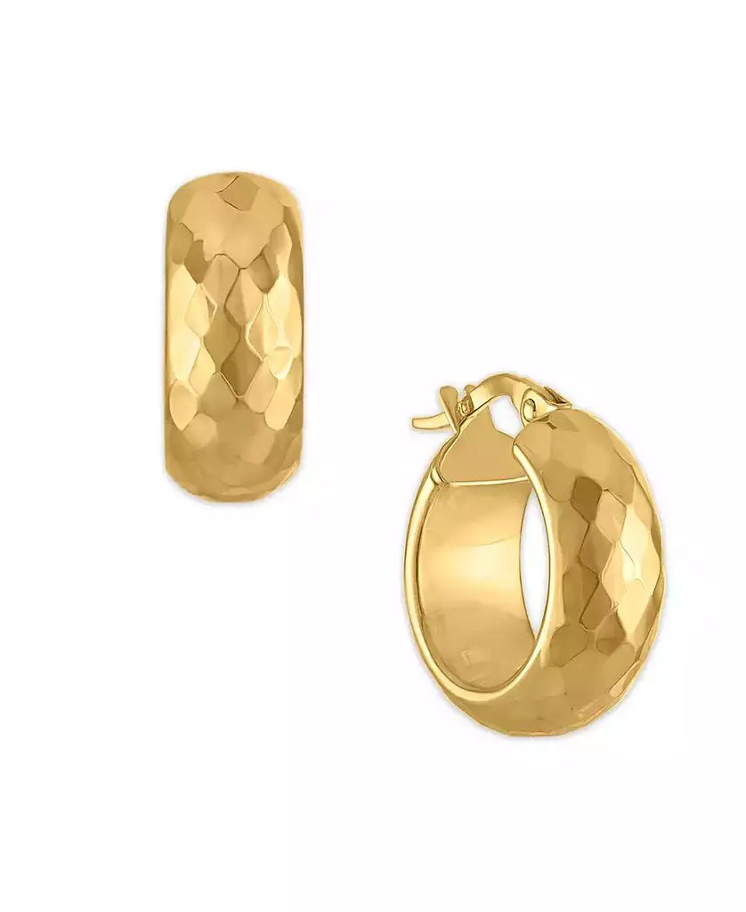 Macy's Polished and Textured Huggie Hoop Earrings in 10k Yellow Gold