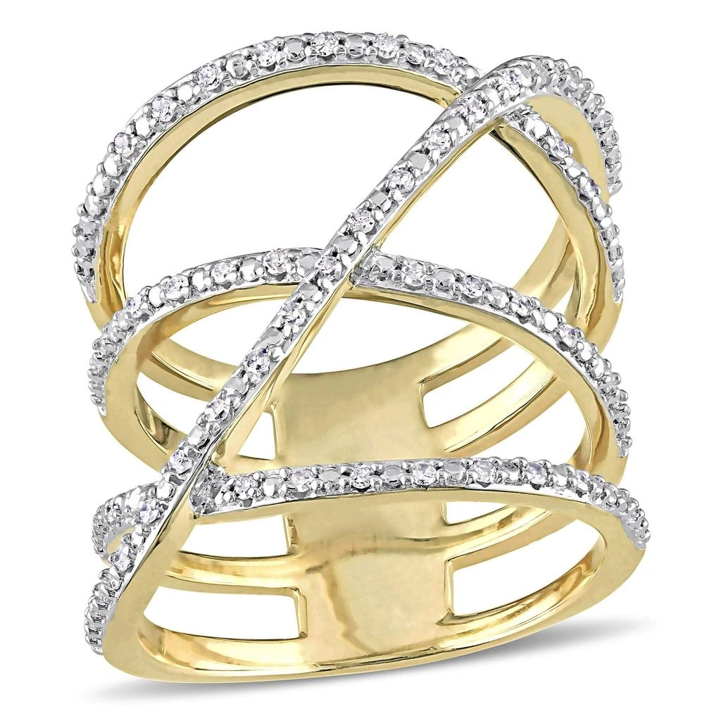 Mimi & Max 1/5ct TDW Diamond Crossover Wrap Ring Yellow Silver 1