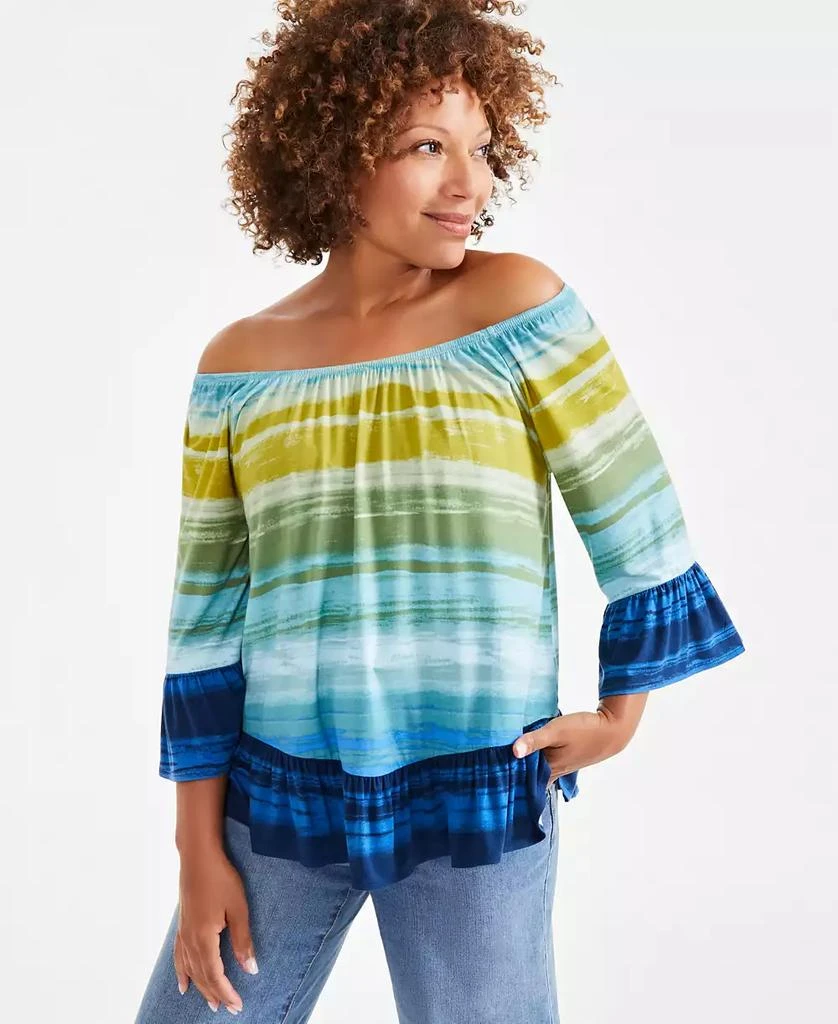 Style & Co Women's Printed On/Off Shoulder Top, Created for Macy's 1