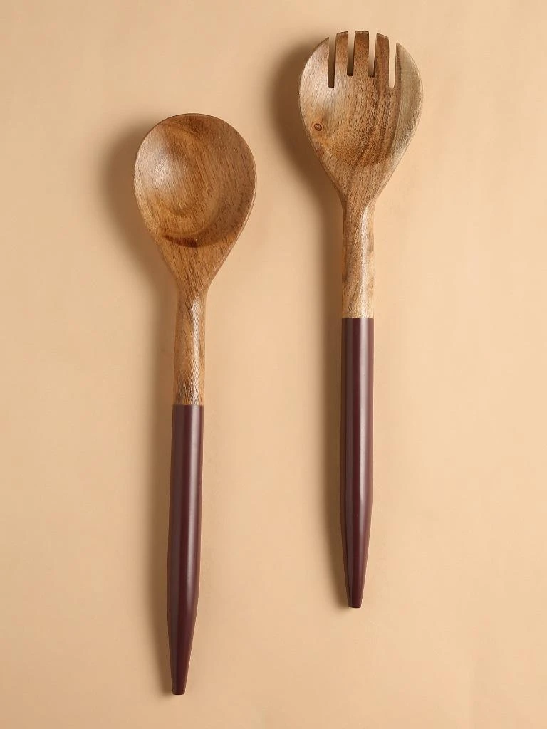 Tiramisu Resin & Wood Salad Server 2 Piece Set 9