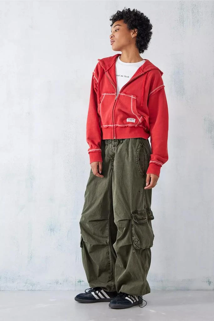 BDG BDG Red Slouchy Zip-Through Hoodie Sweatshirt 1