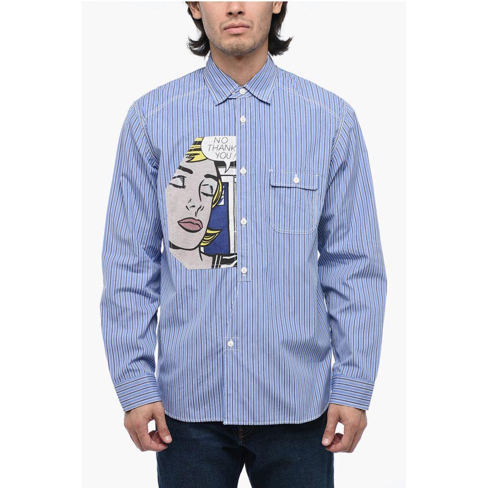 Junya Watanabe Striped Oversized Shirt with Pop Art Men's Patch