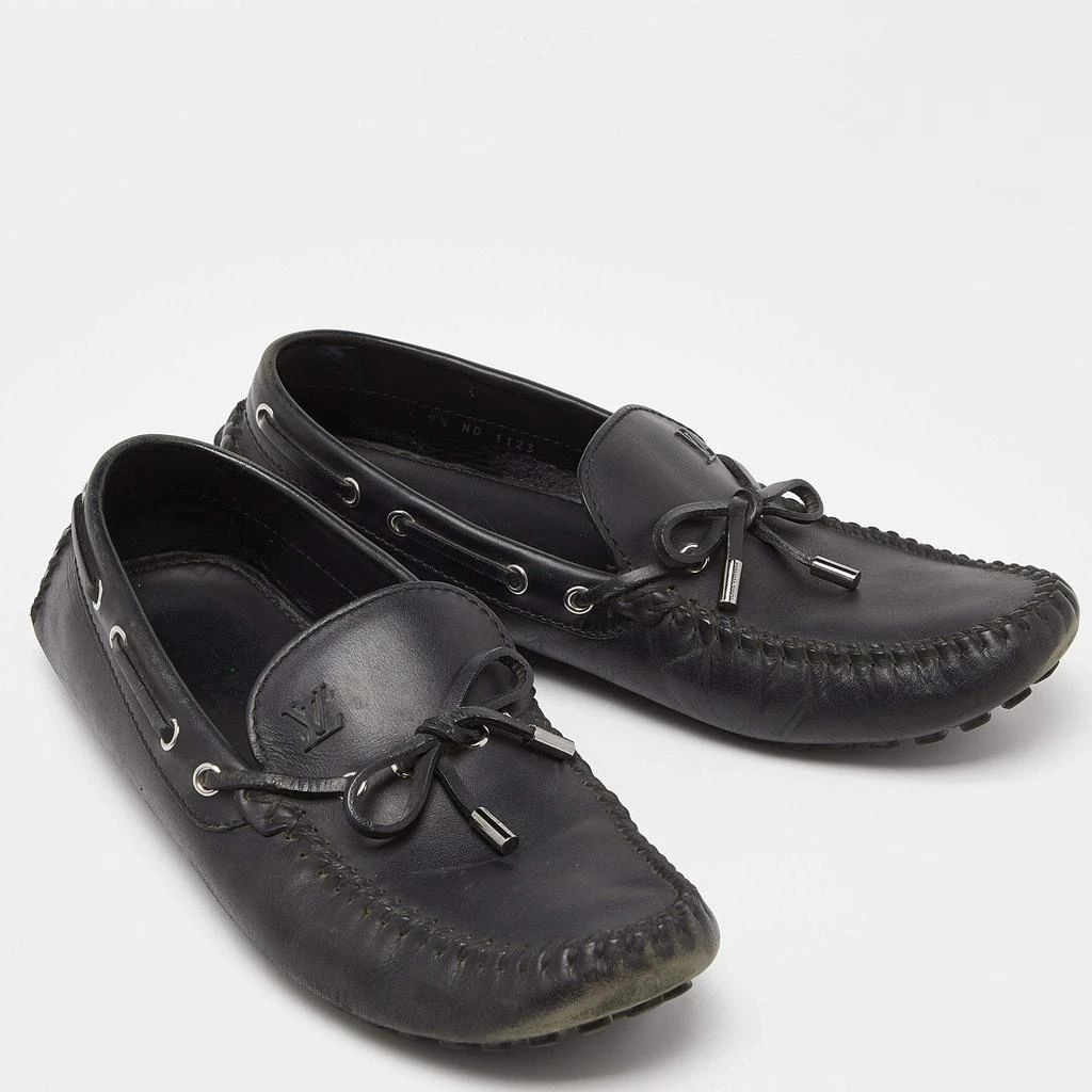 Louis Vuitton Louis Vuitton Black Leather Bow Slip On Loafers Size 43.5 4