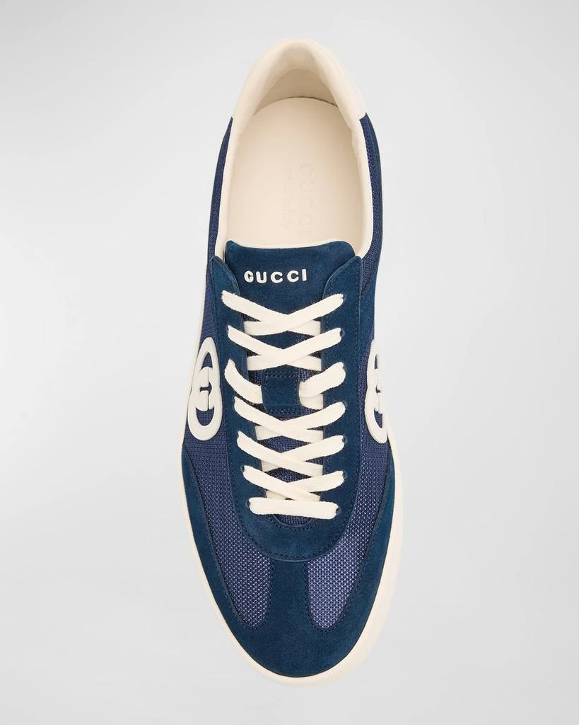 Gucci Men's G75 Canvas and Suede T-Toe Low-Top Sneakers 5
