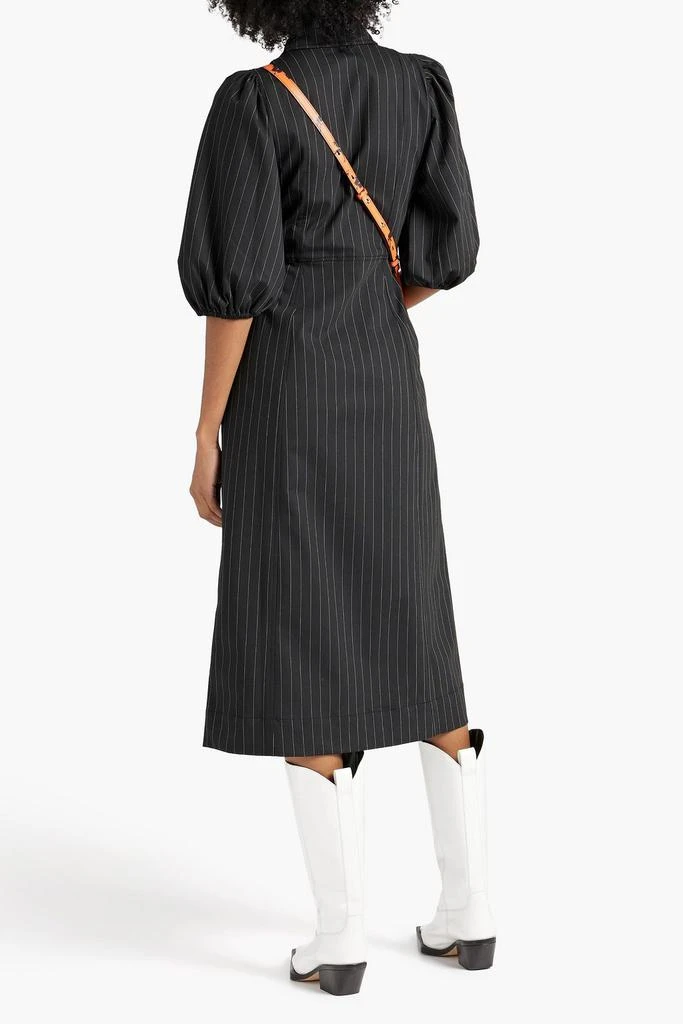 GANNI Pinstriped twill midi dress 3