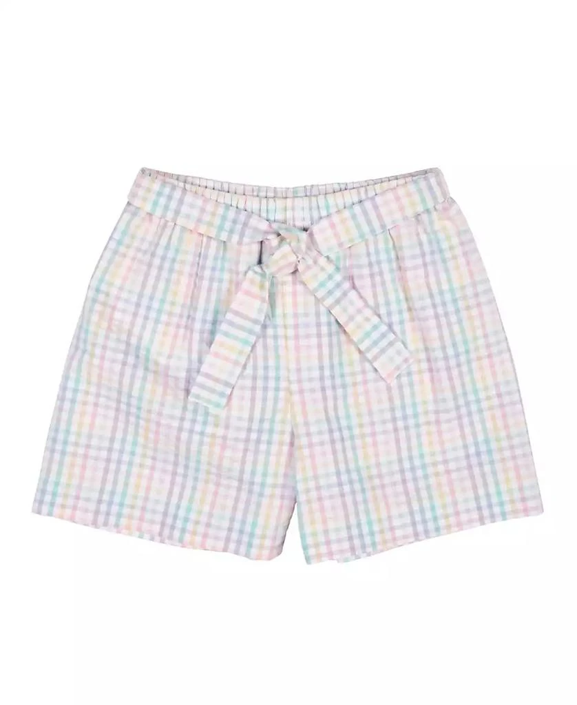Florence Eiseman Toddler Girls Plaid Seersucker Shorts With Waist Tie