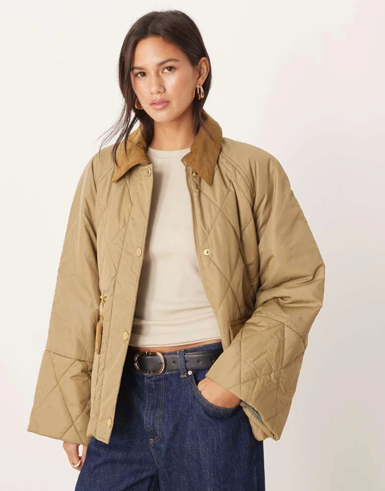 Barbour Barbour Martha quilted jacket in military brown/ancient tartan 1