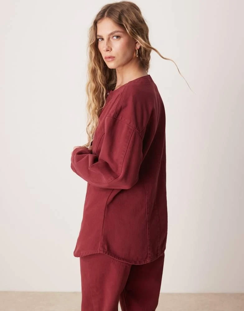 ASOS ASOS DESIGN cinch waist denim shirt in pomegranate 3