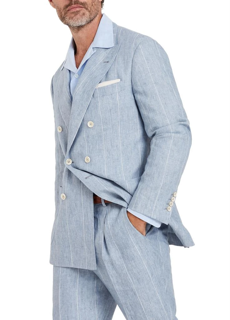 Brunello Cucinelli Deconstructed wide chalk stripe blazer 6