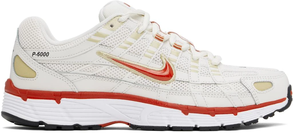 NIKE White & Red P-6000 Sneakers 1