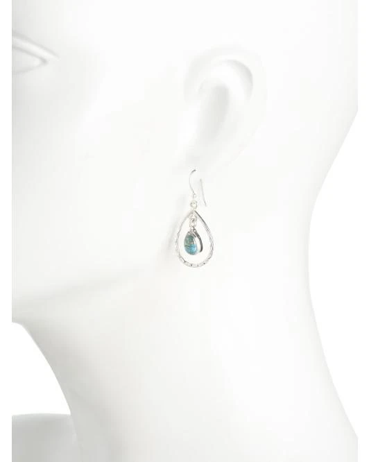 SHIVAM Made In India Sterling Silver Teardrop Turquoise Earrings 2