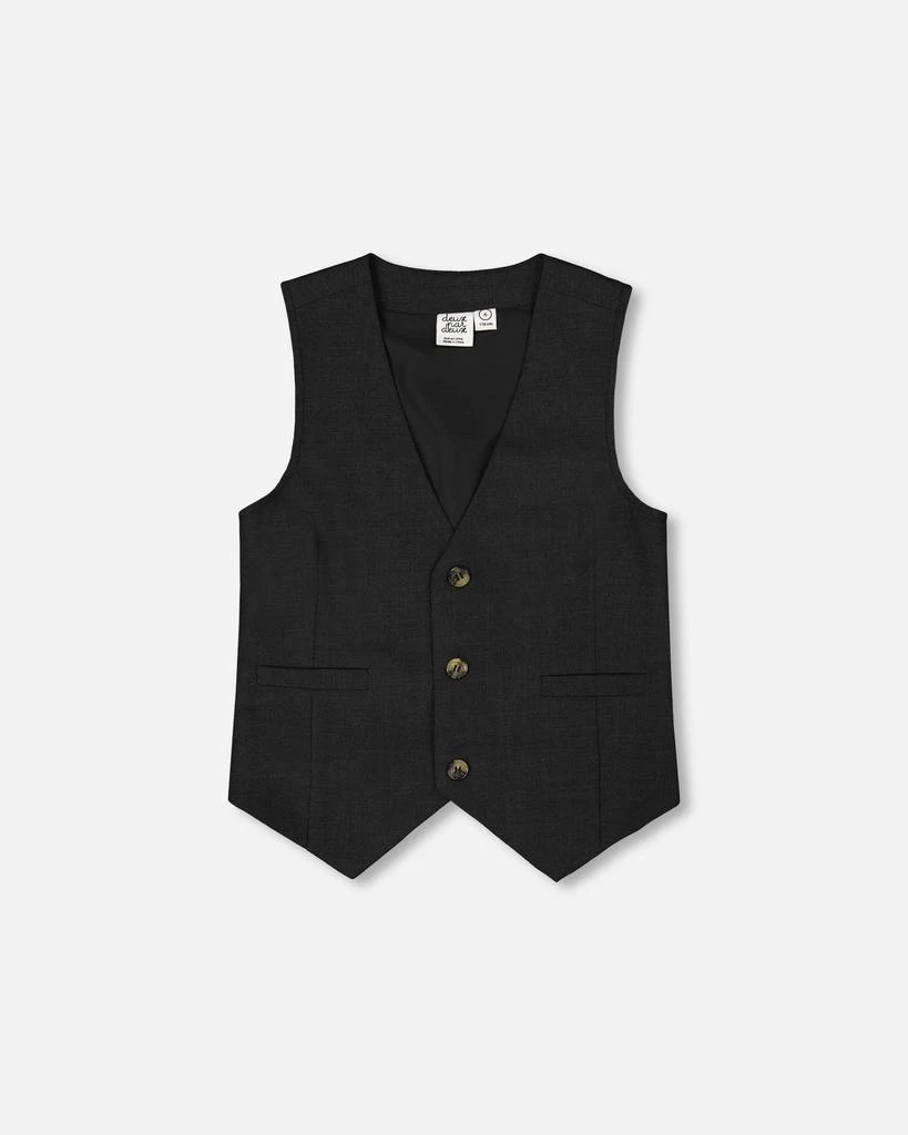 Deux par Deux Elegant Sleeveless V-neck Vest Black