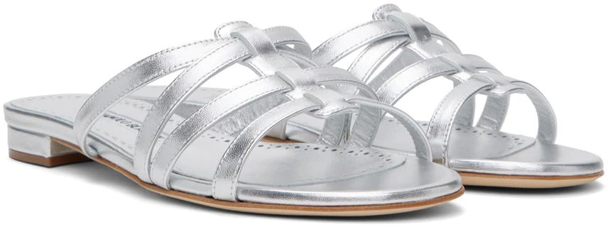 Manolo Blahnik Silver Riran Sandals 4