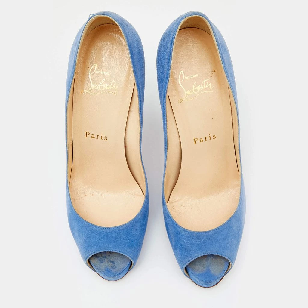 Christian Louboutin Christian Louboutin Blue Suede New Very Prive Peep Toe Pumps Size 36.5 3