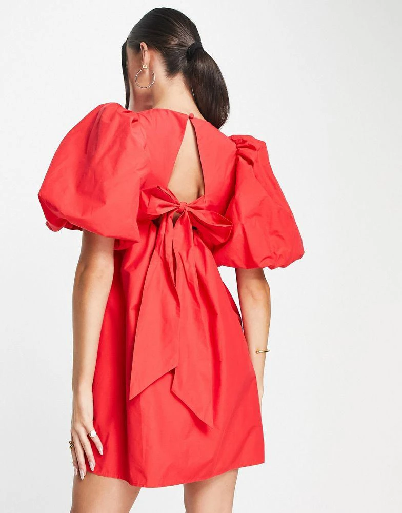 & Other Stories & Other Stories open back volume mini dress in red 1