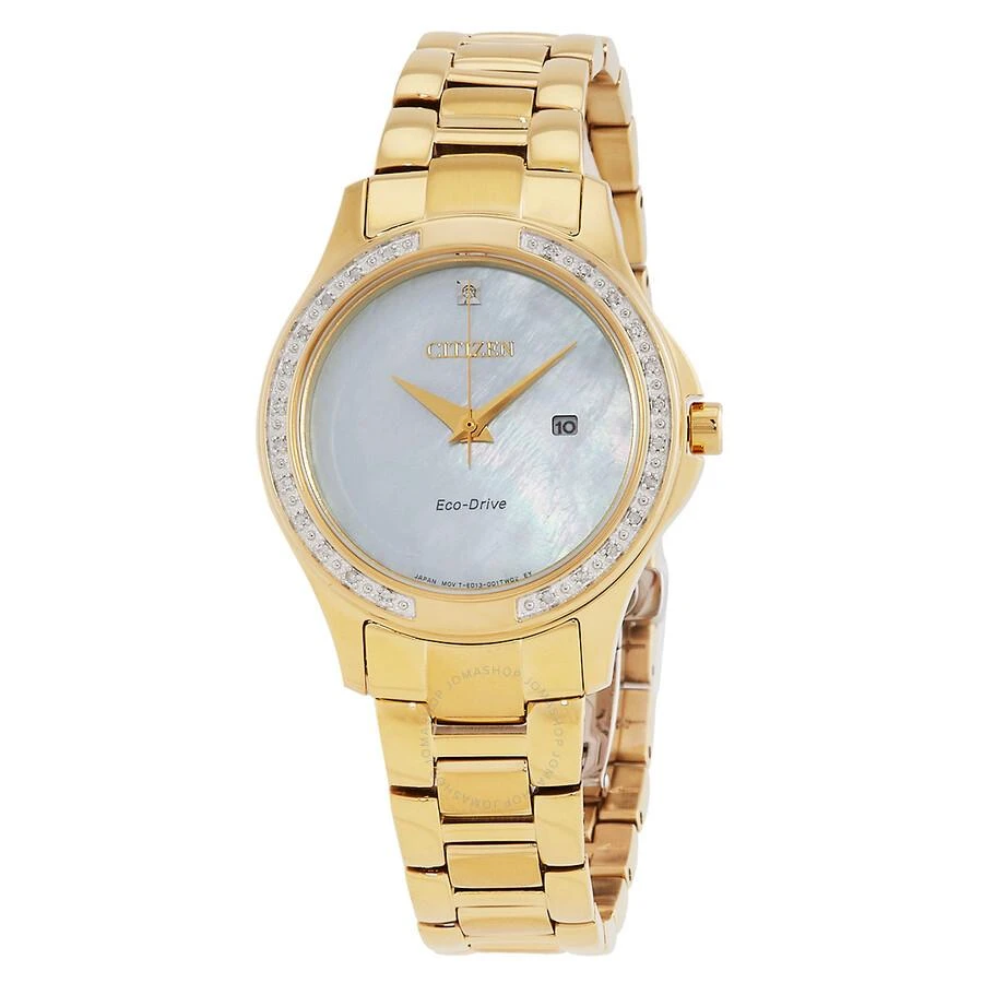 Citizen Eco-Drive Crystal Mother of Pearl Dial Ladies Watch EW2642-59D 1