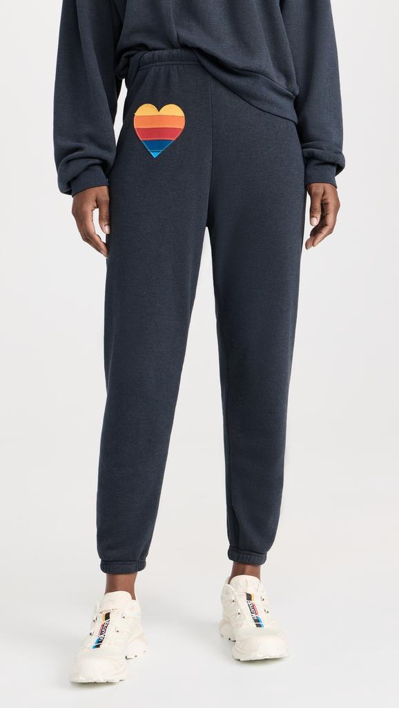 Aviator Nation Rainbow Heart Stitch Sweatpants