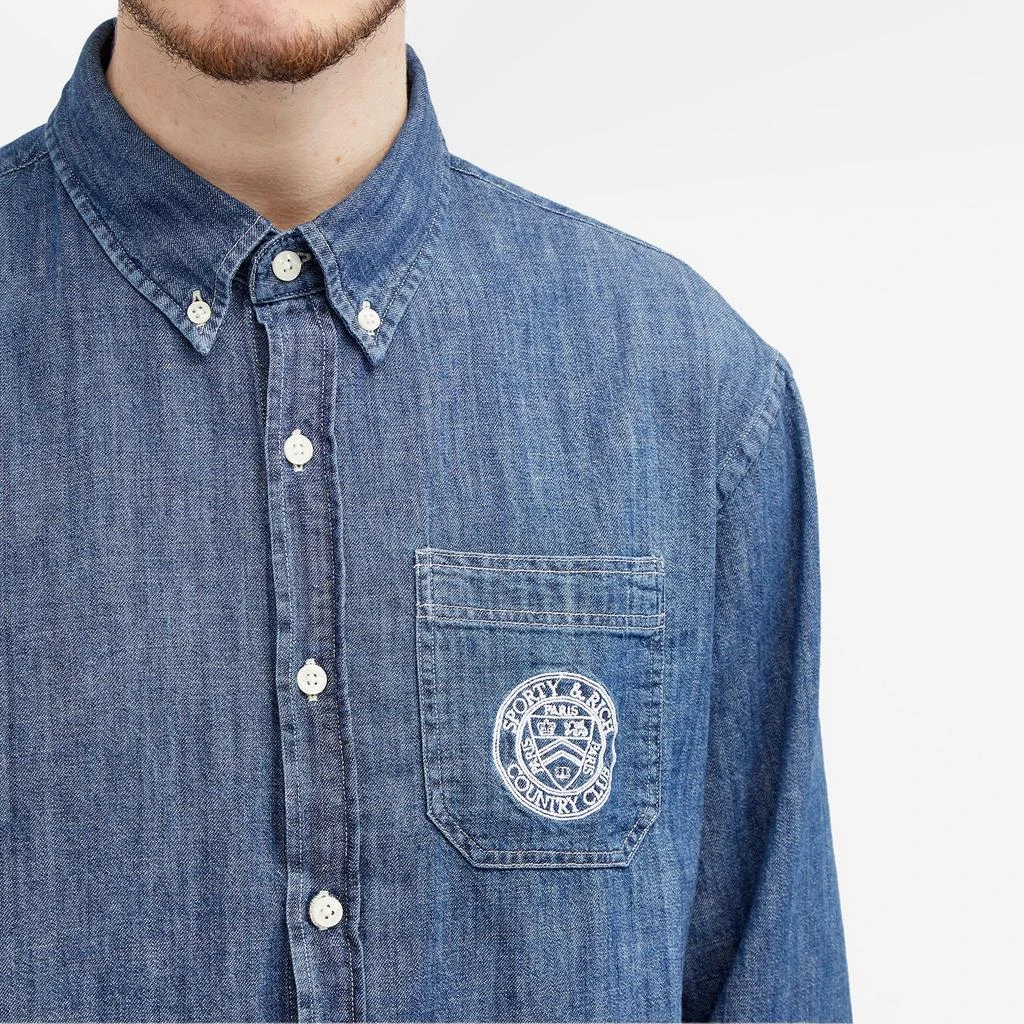 Sporty & Rich Sporty & Rich Conneticut Crest Denim Shirt 5