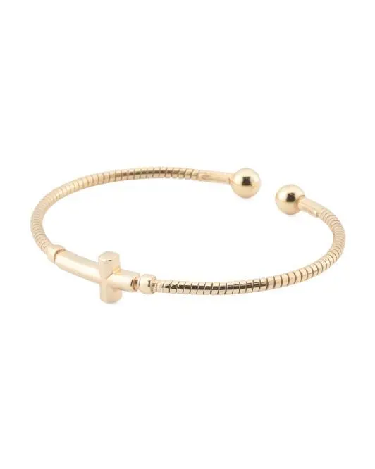 MIA FIORE Made In Italy 14kt Gold Plated Cross Open Cuff Bracelet