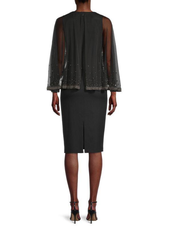 Aidan Mattox Beaded Column Midi Dress