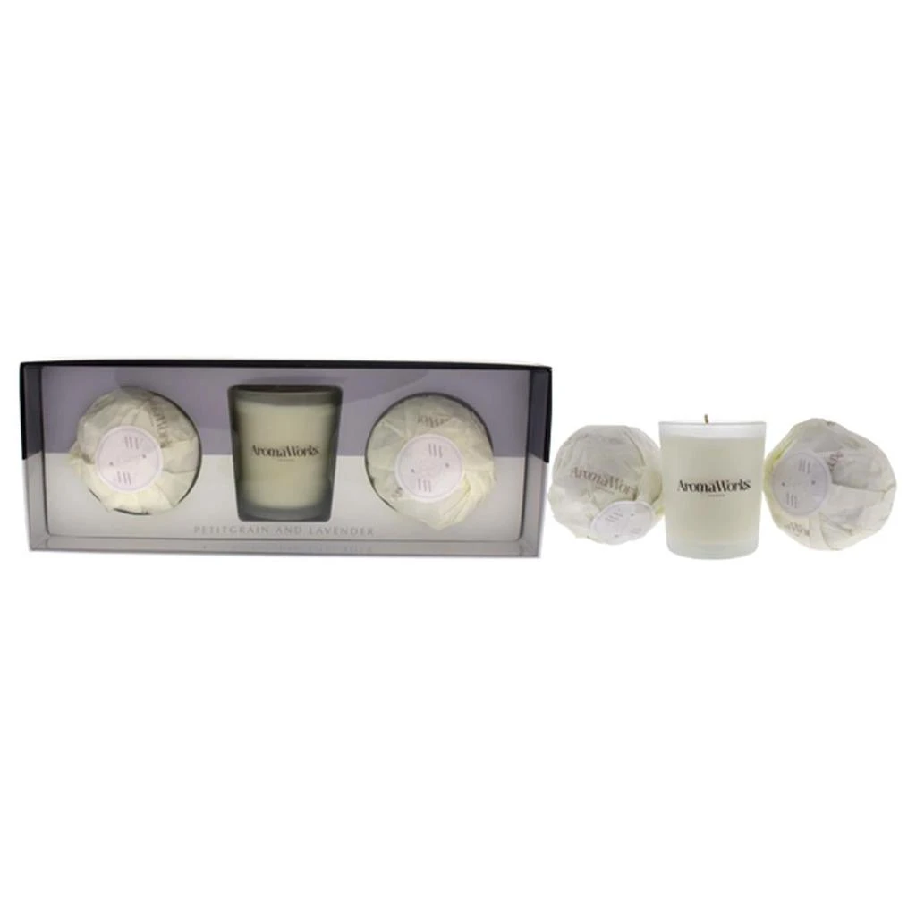 AromaWorks 2.65 oz Light Candle Scent Set with Mini AromaBomb Petitgrain & Lavender for Unisex - 3 Piece - 2 Piece 1