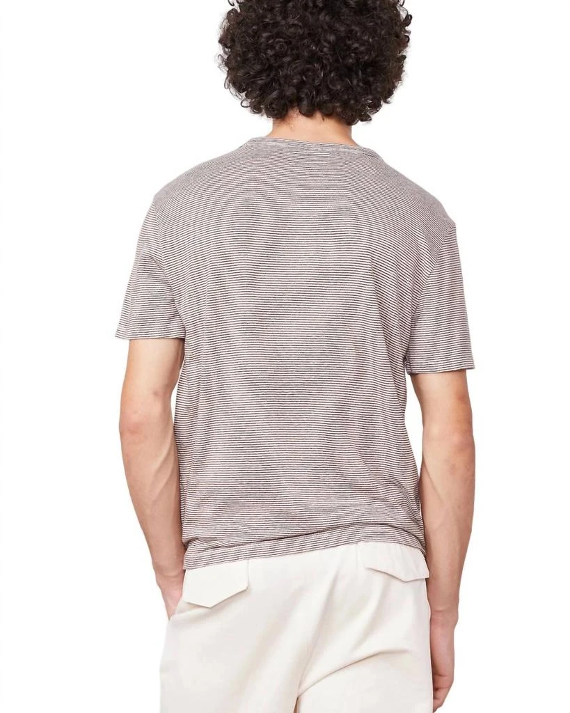 Officine Générale Short Sleeve Cotton Linen Tee In Brown Rose-Beige-Ecru 2