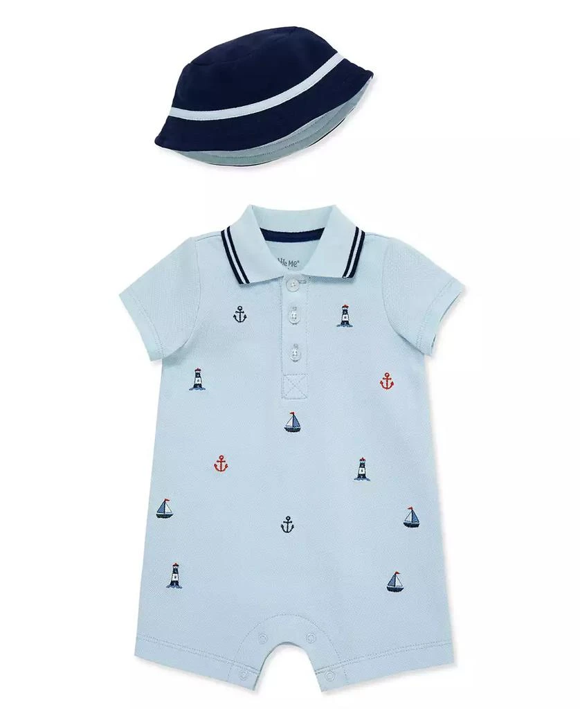 Little Me Baby Boys
 Nautical Romper 
Hat, 2-Piece Set